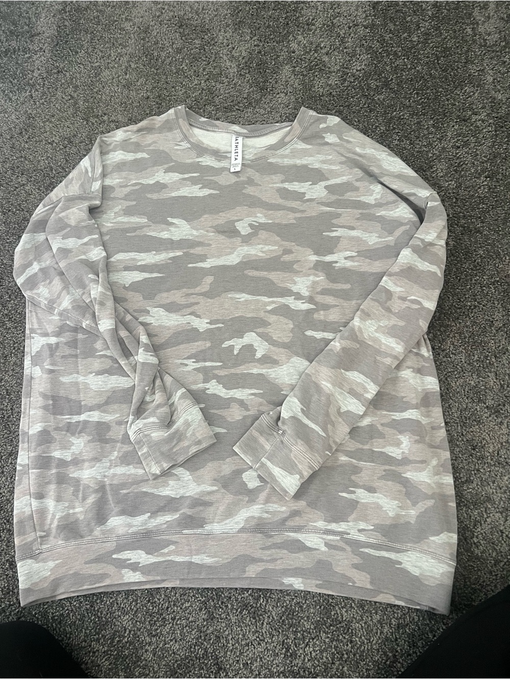 Athleta Light Gray Camo Crewneck Pullover